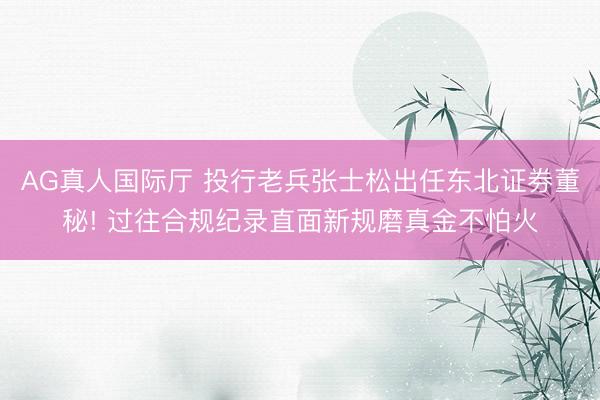 AG真人国际厅 投行老兵张士松出任东北证券董秘! 过往合规纪录直面新规磨真金不怕火
