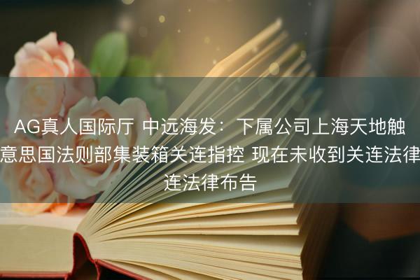 AG真人国际厅 中远海发：下属公司上海天地触及好意思国法则部集装箱关连指控 现在未收到关连法律布告