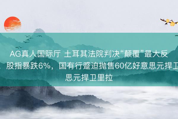 AG真人国际厅 土耳其法院判决“颠覆”最大反对党，股指暴跌6%，国有行蹙迫抛售60亿好意思元捍卫里拉