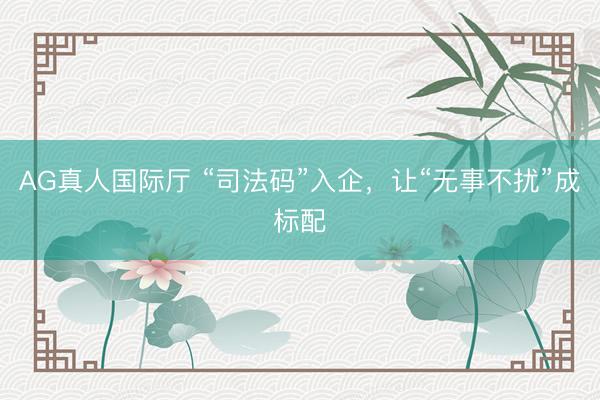AG真人国际厅 “司法码”入企，让“无事不扰”成标配