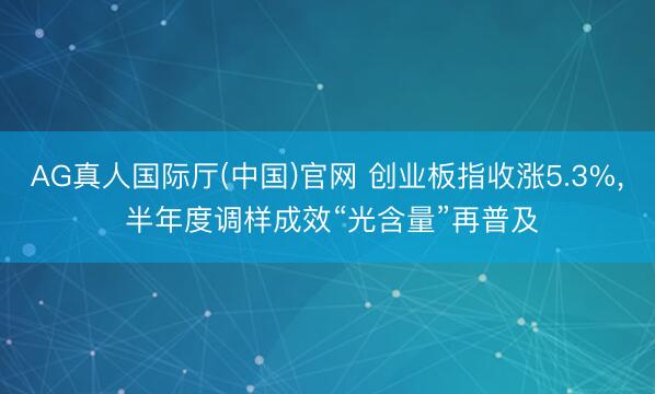 AG真人国际厅(中国)官网 创业板指收涨5.3%， 半年度调样成效“光含量”再普及