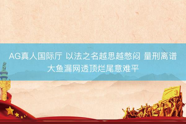 AG真人国际厅 以法之名越思越憋闷 量刑离谱大鱼漏网透顶烂尾意难平