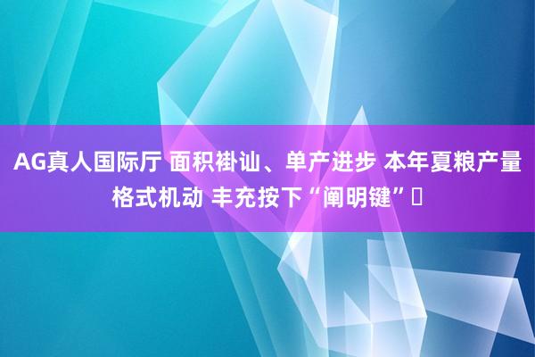 AG真人国际厅 面积褂讪、单产进步 本年夏粮产量格式机动 丰充按下“阐明键”‌